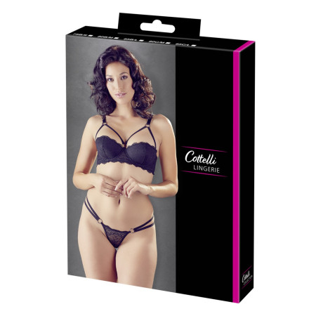 Ensemble soutien-gorge noir sexy et string assorti