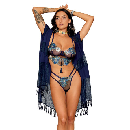 Ensemble soutien-gorge avec chainettes amovibles et string  - DG13224DEN