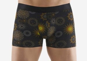 Lignes Homme Boxer homme soleils - bleu marine - coton - Mes petits Secrets Pontchâteau