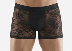 Lignes Homme Boxer homme tulle brodé - noir - Mes petits Secrets Pontchâteau