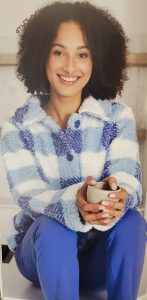 Homewear Tenue d'intérieur velours bleu à carreaux - Mes petits secrets Pontchâteau