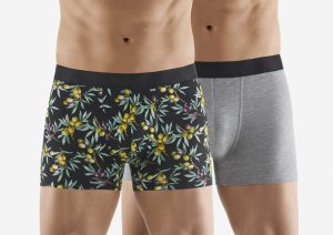 Lignes Homme Boxer homme gris à fleurs - coton - Mes petits Secrets Pontchâteau