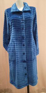 Lingerie de nuit Robe de chambre polaire bleue à boutons- Mes petits Secrets Pontchâteau